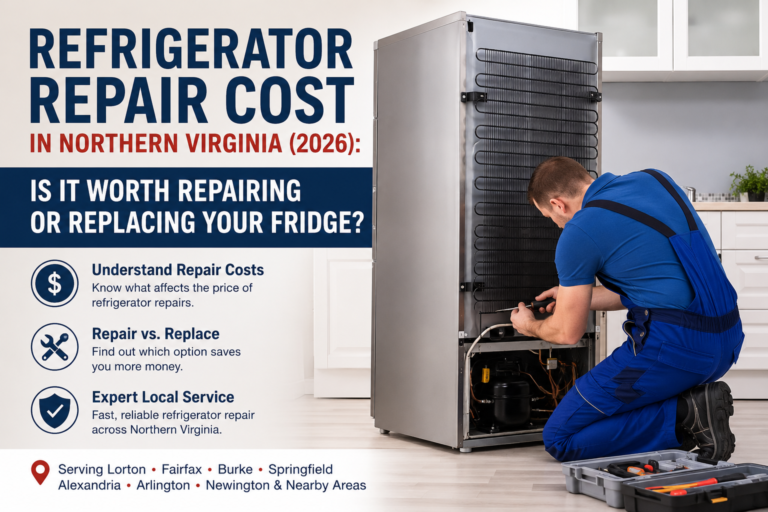 refrigerator repair services for homeowners in Lorton, Burke, Springfield, Alexandria, Arlington, Fairfax, Newington.